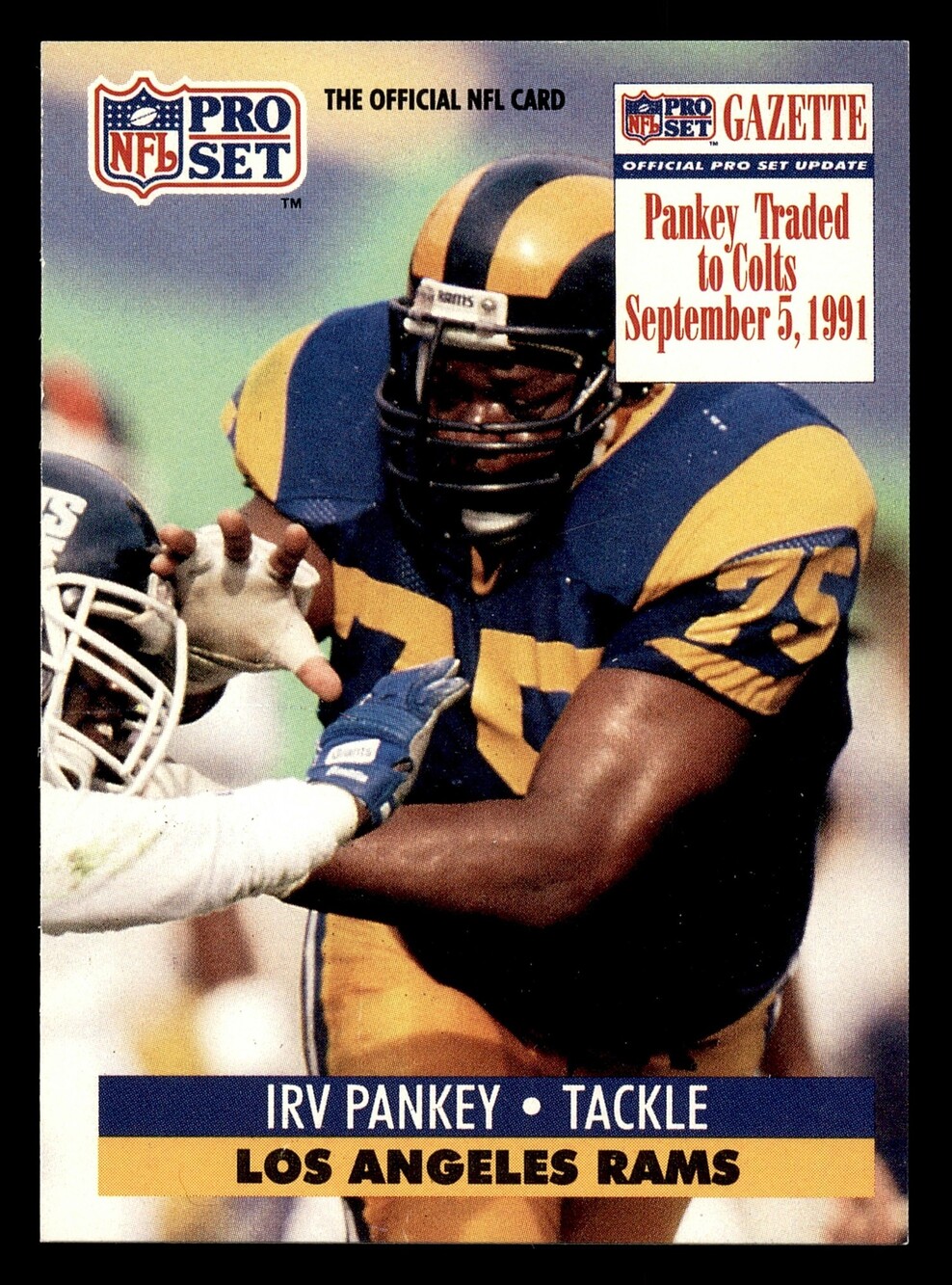 1991 Pro Set 554 Irv Pankey Football Card Los Angeles Rams Vintage